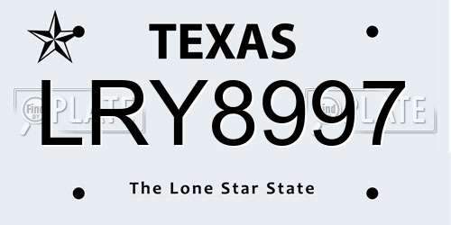 LRY8997 Texas License Plate