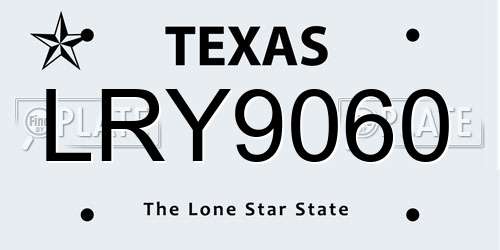 LRY9060 Texas License Plate