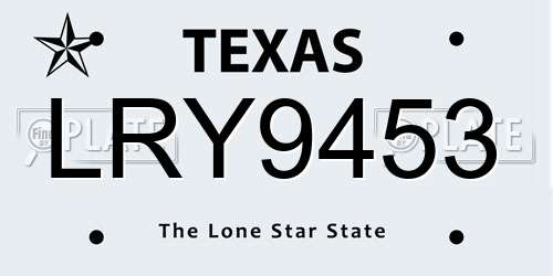 LRY9453 Texas License Plate