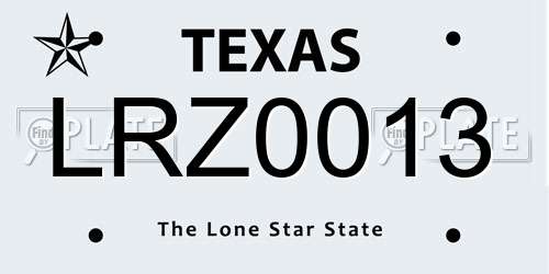 LRZ0013 Texas License Plate