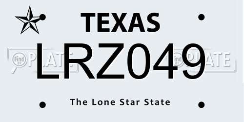 LRZ049 Texas License Plate