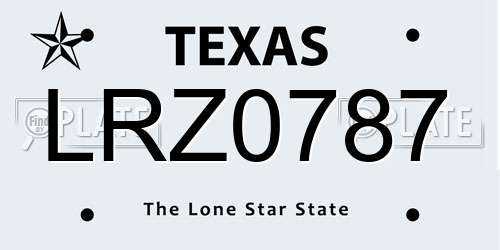 LRZ0787 Texas License Plate