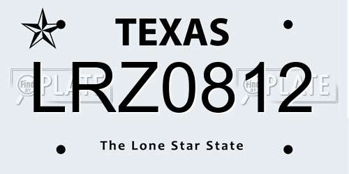 LRZ0812 Texas License Plate