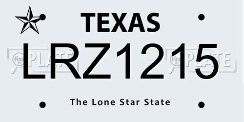 LRZ1215 Texas License Plate
