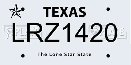 LRZ1420 Texas License Plate
