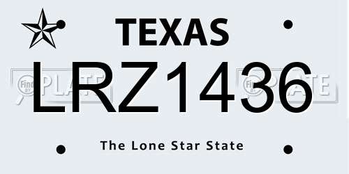 LRZ1436 Texas License Plate