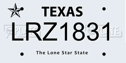 LRZ1831 Texas License Plate