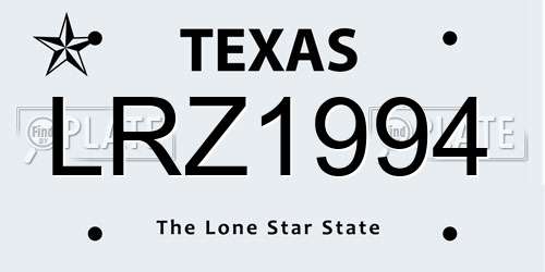 LRZ1994 Texas License Plate