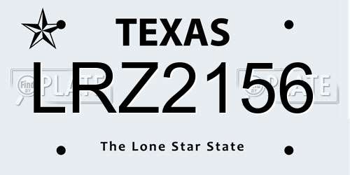 LRZ2156 Texas License Plate