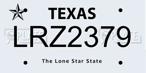 LRZ2379 Texas License Plate