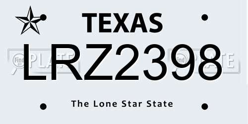 LRZ2398 Texas License Plate