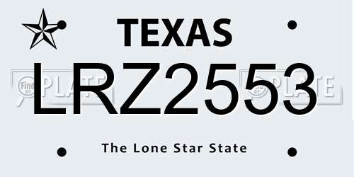 LRZ2553 Texas License Plate