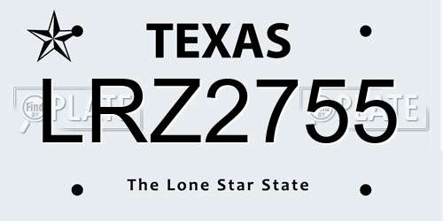 LRZ2755 Texas License Plate