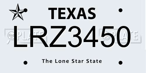 LRZ3450 Texas License Plate