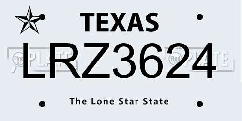 LRZ3624 Texas License Plate