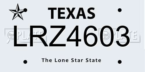 LRZ4603 Texas License Plate