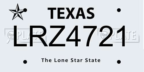 LRZ4721 Texas License Plate