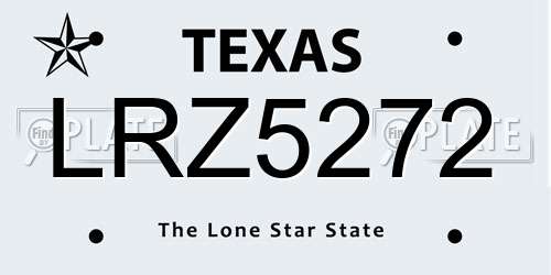 LRZ5272 Texas License Plate