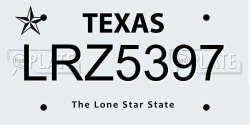 LRZ5397 Texas License Plate