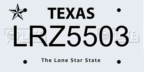 LRZ5503 Texas License Plate