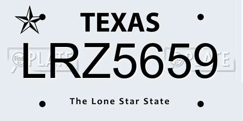 LRZ5659 Texas License Plate