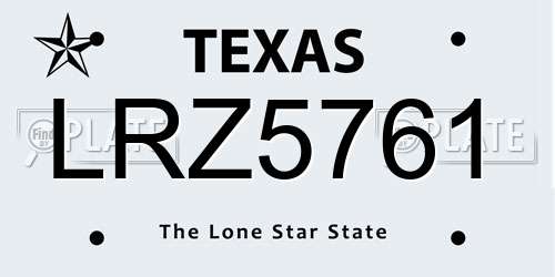 LRZ5761 Texas License Plate