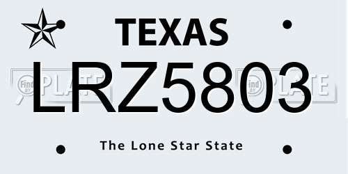 LRZ5803 Texas License Plate