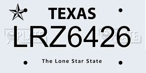 LRZ6426 Texas License Plate