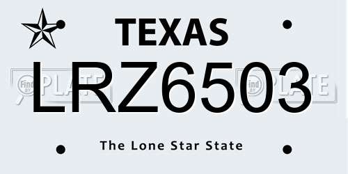 LRZ6503 Texas License Plate