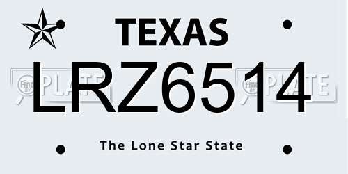 LRZ6514 Texas License Plate