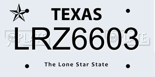 LRZ6603 Texas License Plate