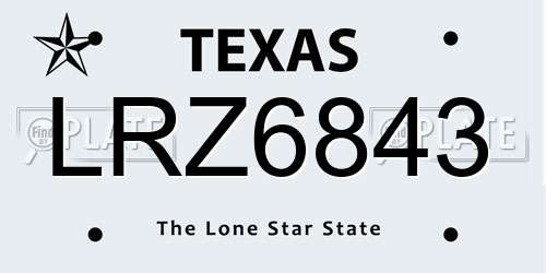 LRZ6843 Texas License Plate