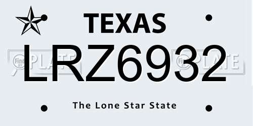 LRZ6932 Texas License Plate