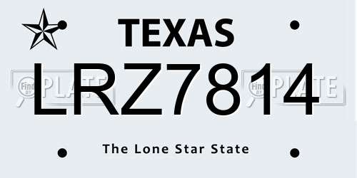 LRZ7814 Texas License Plate