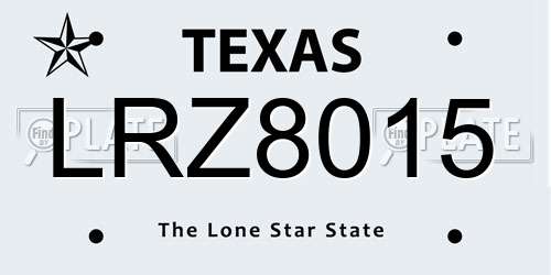 LRZ8015 Texas License Plate