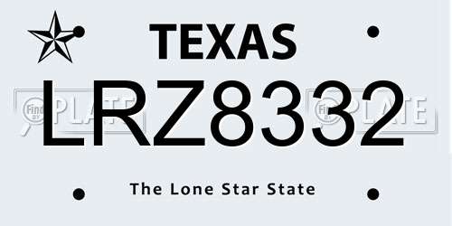 LRZ8332 Texas License Plate
