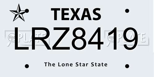 LRZ8419 Texas License Plate
