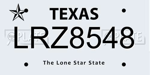 LRZ8548 Texas License Plate