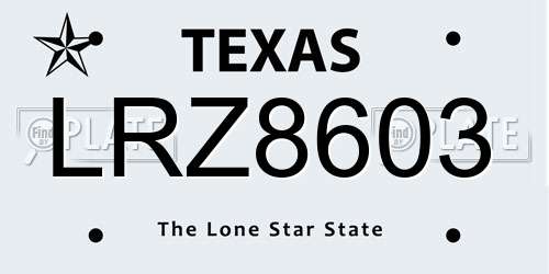 LRZ8603 Texas License Plate