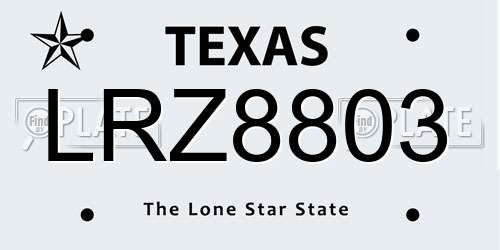 LRZ8803 Texas License Plate