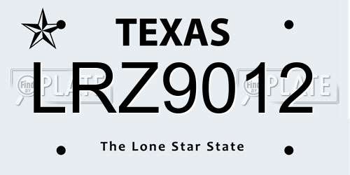 LRZ9012 Texas License Plate