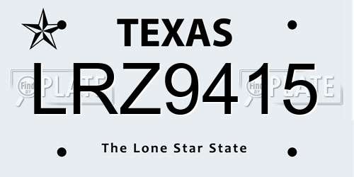 LRZ9415 Texas License Plate