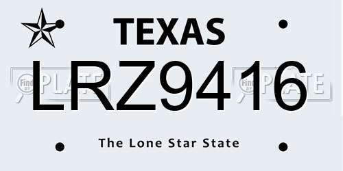 LRZ9416 Texas License Plate