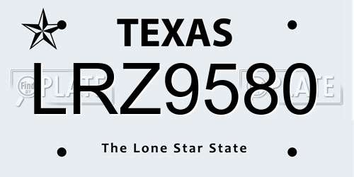 LRZ9580 Texas License Plate