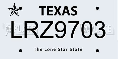 LRZ9703 Texas License Plate