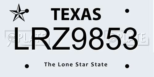 LRZ9853 Texas License Plate