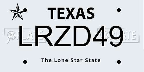 LRZD49 Texas License Plate