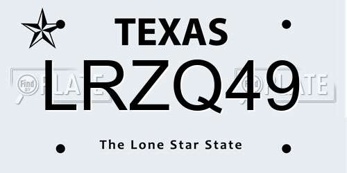 LRZQ49 Texas License Plate