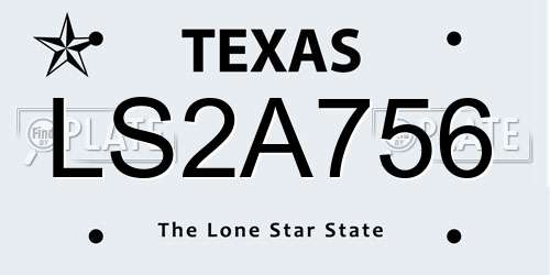 LS2A756 Texas License Plate