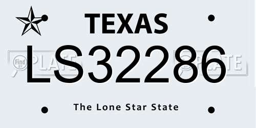 LS32286 Texas License Plate